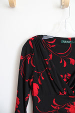 Ralph Lauren Black & Red Floral Ruched Dress | 4