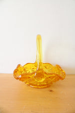 Indiana Glass Vintage Yellow Etched Handled Basket