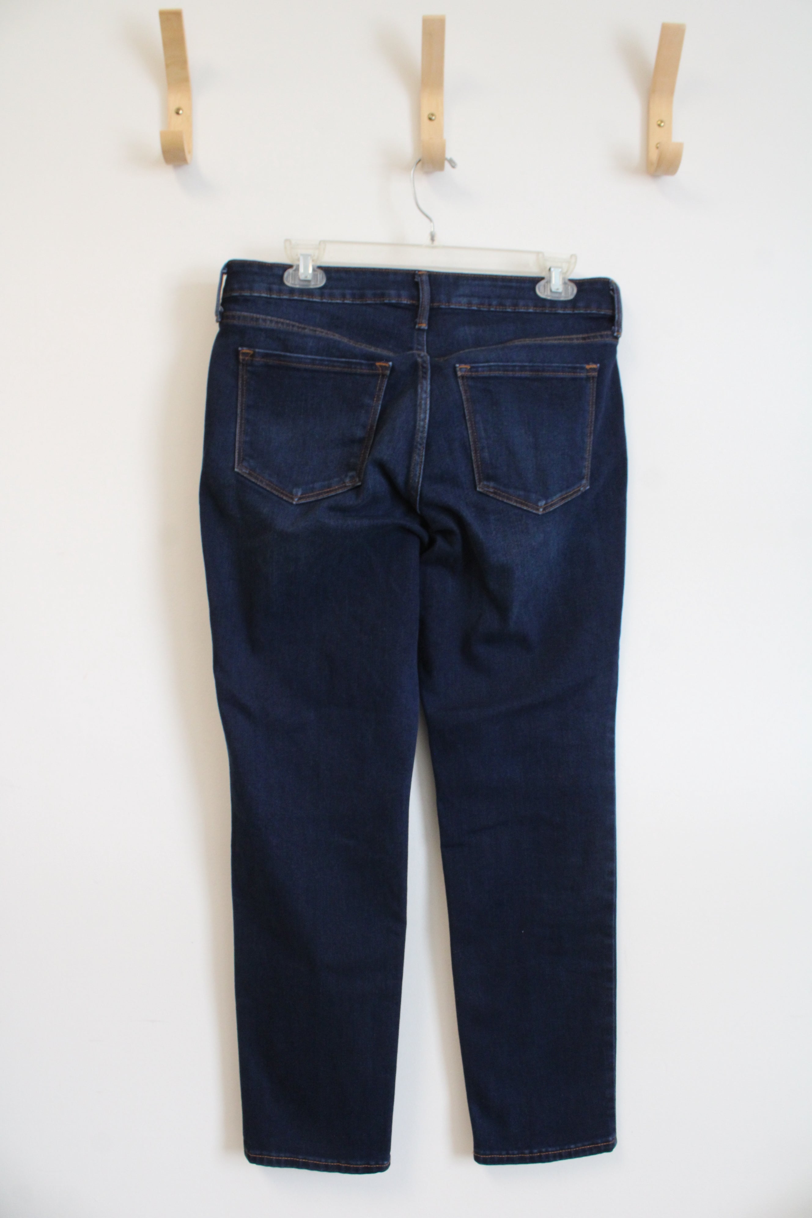 Old Navy Mid Rise Power Slim Straight Dark Wash Jeans | 8