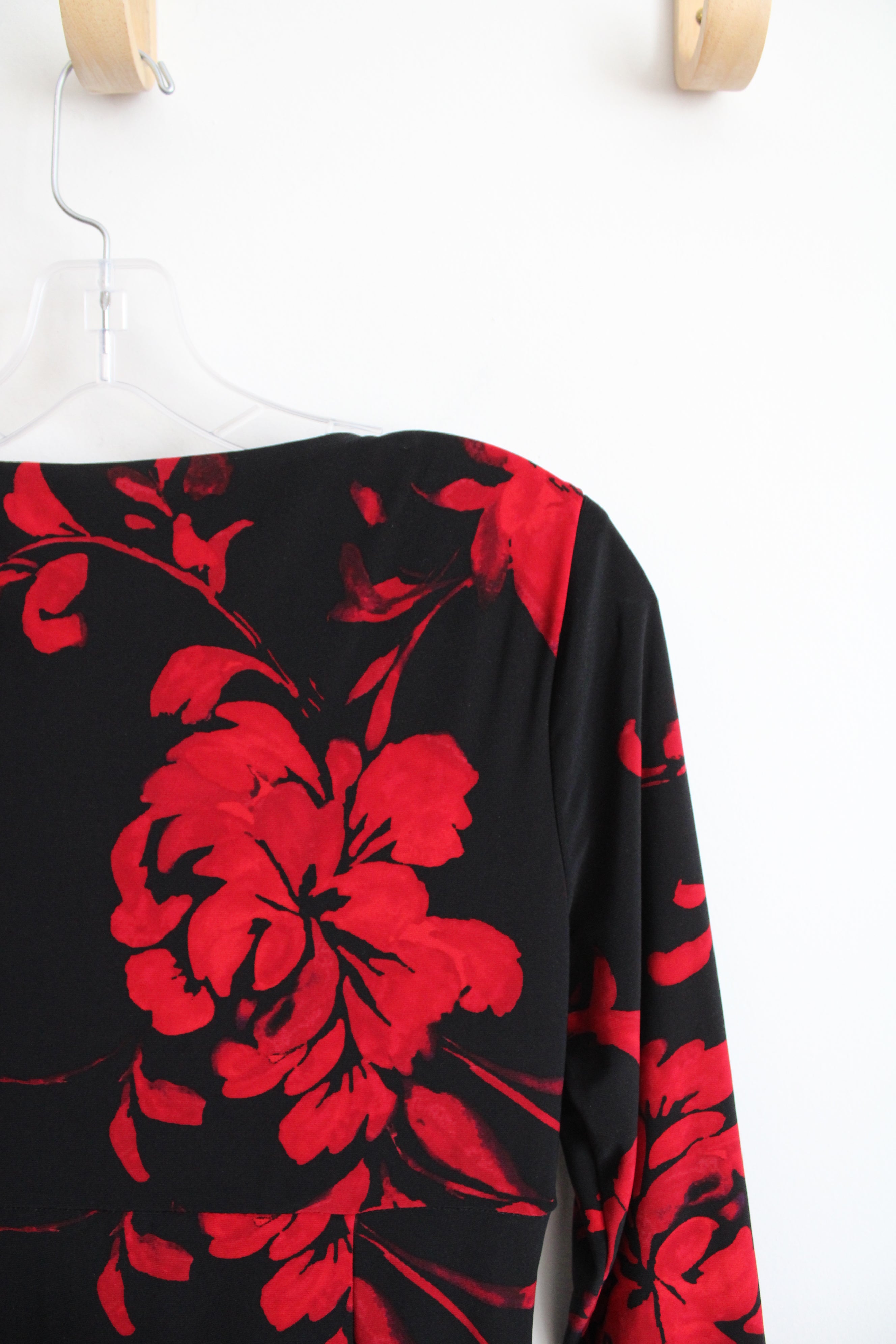 fitted lace wedding dress I.H.F Long Sleeves Black Gown with Drapped Red Roses main image 0