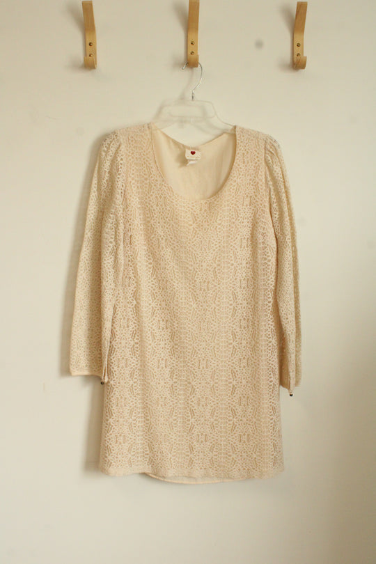 One Clothing Ivory Floral Lace Dress | M