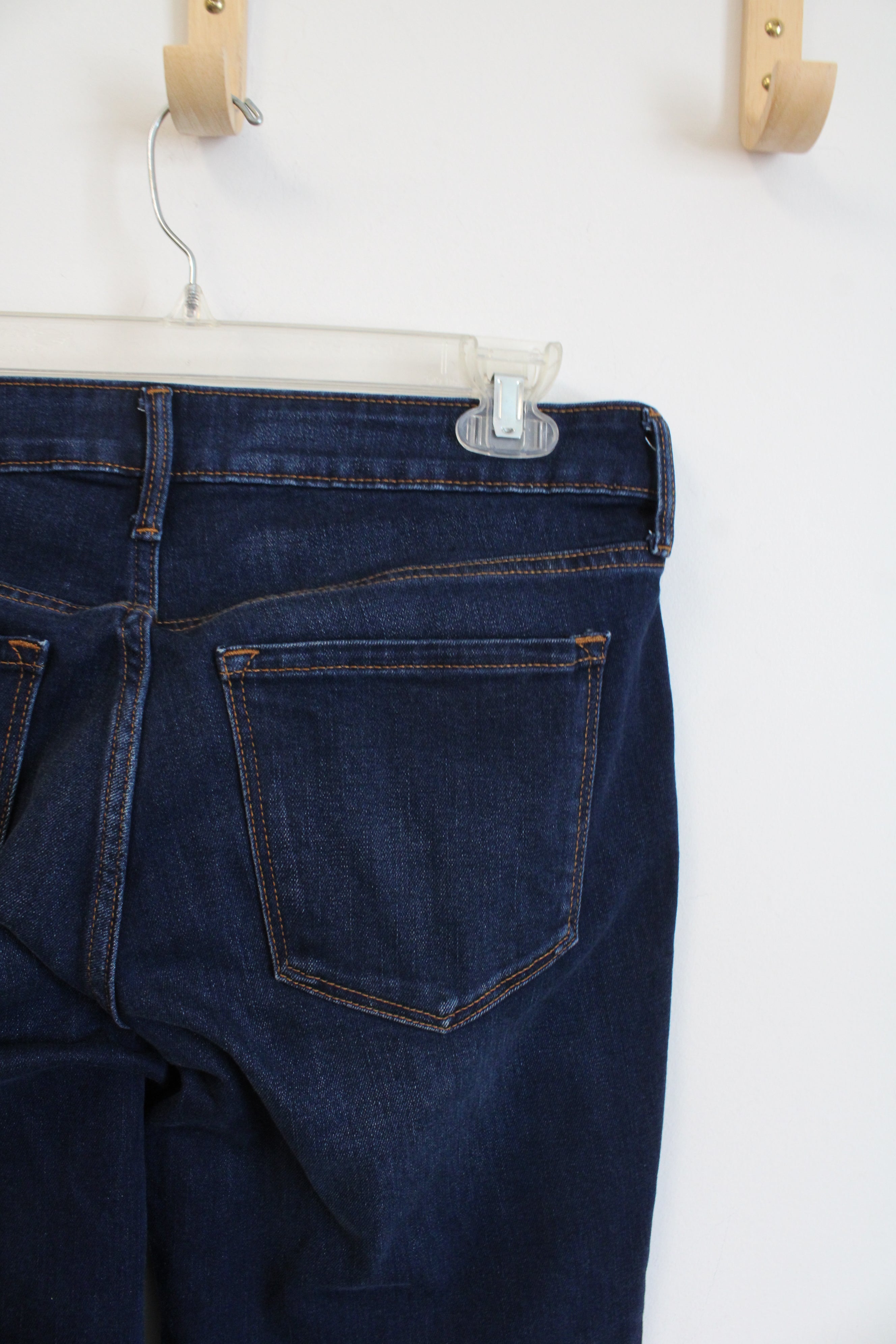 Old Navy Mid Rise Power Slim Straight Dark Wash Jeans | 8