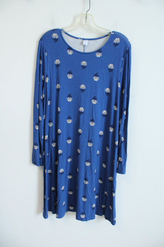 NEW Old Navy Blue Long Sleeved Floral Dress | L