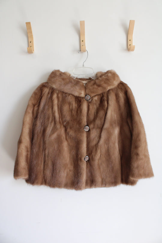 Vintage Pollack's Mink Farm Brown Mink Fur Cape