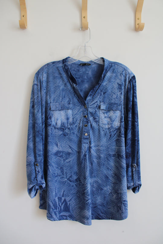Ava & Grace Textured Blue 3/4 Sleeve Top | L