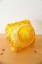 Indiana Glass Vintage Yellow Etched Handled Basket