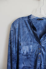 Ava & Grace Textured Blue 3/4 Sleeve Top | L