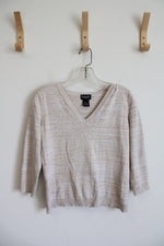 Rafaella Tan V-Neck Cotton Sweater | P