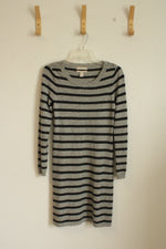 Banana Republic Gray Striped Knit Long-sleeve Dress | XS