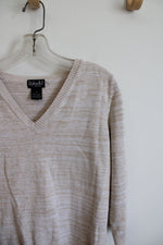 Rafaella Tan V-Neck Cotton Sweater | P