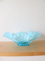 Fenton Opalescent Blue Hobnail Ruffled Edge Bowl