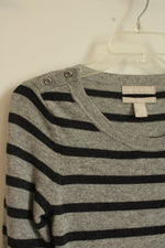Banana Republic Gray Striped Knit Long-sleeve Dress | XS