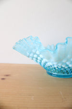 Fenton Opalescent Blue Hobnail Ruffled Edge Bowl