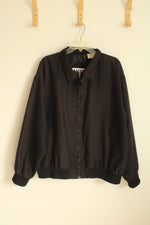 Amati Black Zip Front Bomber Jacket | XL