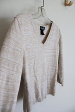 Rafaella Tan V-Neck Cotton Sweater | P