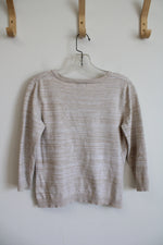 Rafaella Tan V-Neck Cotton Sweater | P