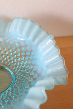 Fenton Opalescent Blue Hobnail Ruffled Edge Bowl