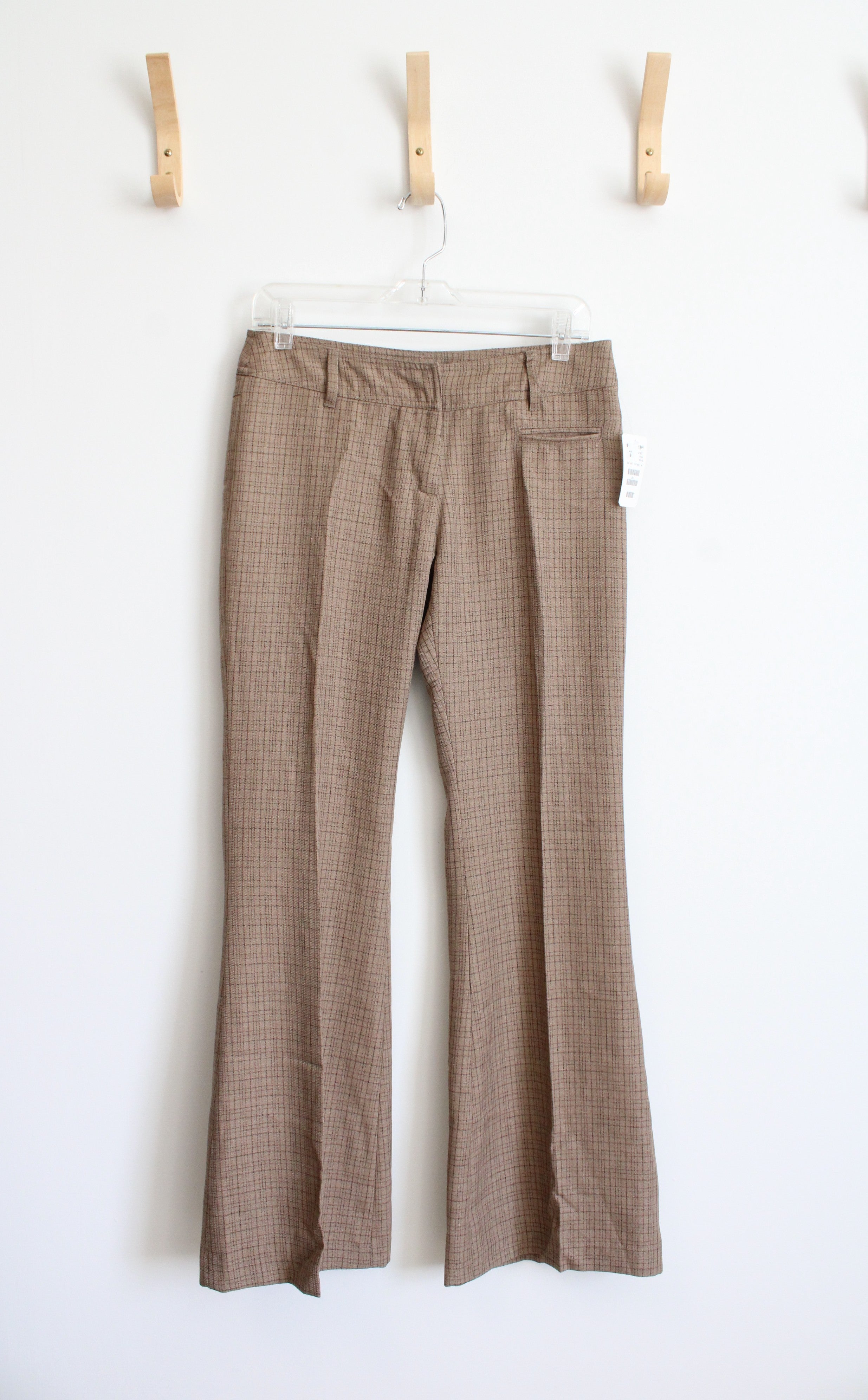 Ladies - Greige/Check Flared Pants - size: 6 (EUR 34)