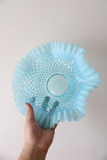 Fenton Opalescent Blue Hobnail Ruffled Edge Bowl