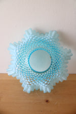 Fenton Opalescent Blue Hobnail Ruffled Edge Bowl