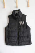 Old Navy Black Monogrammed Initial Fleece Lined Puffer Vest | L