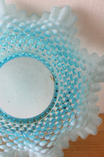 Fenton Opalescent Blue Hobnail Ruffled Edge Bowl