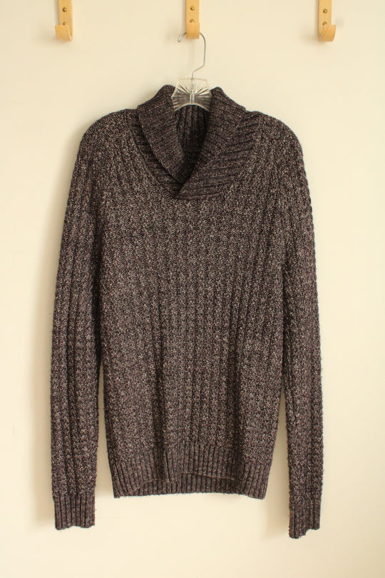 Mark Anthony Gray Maroon Knit LS Sweater | M