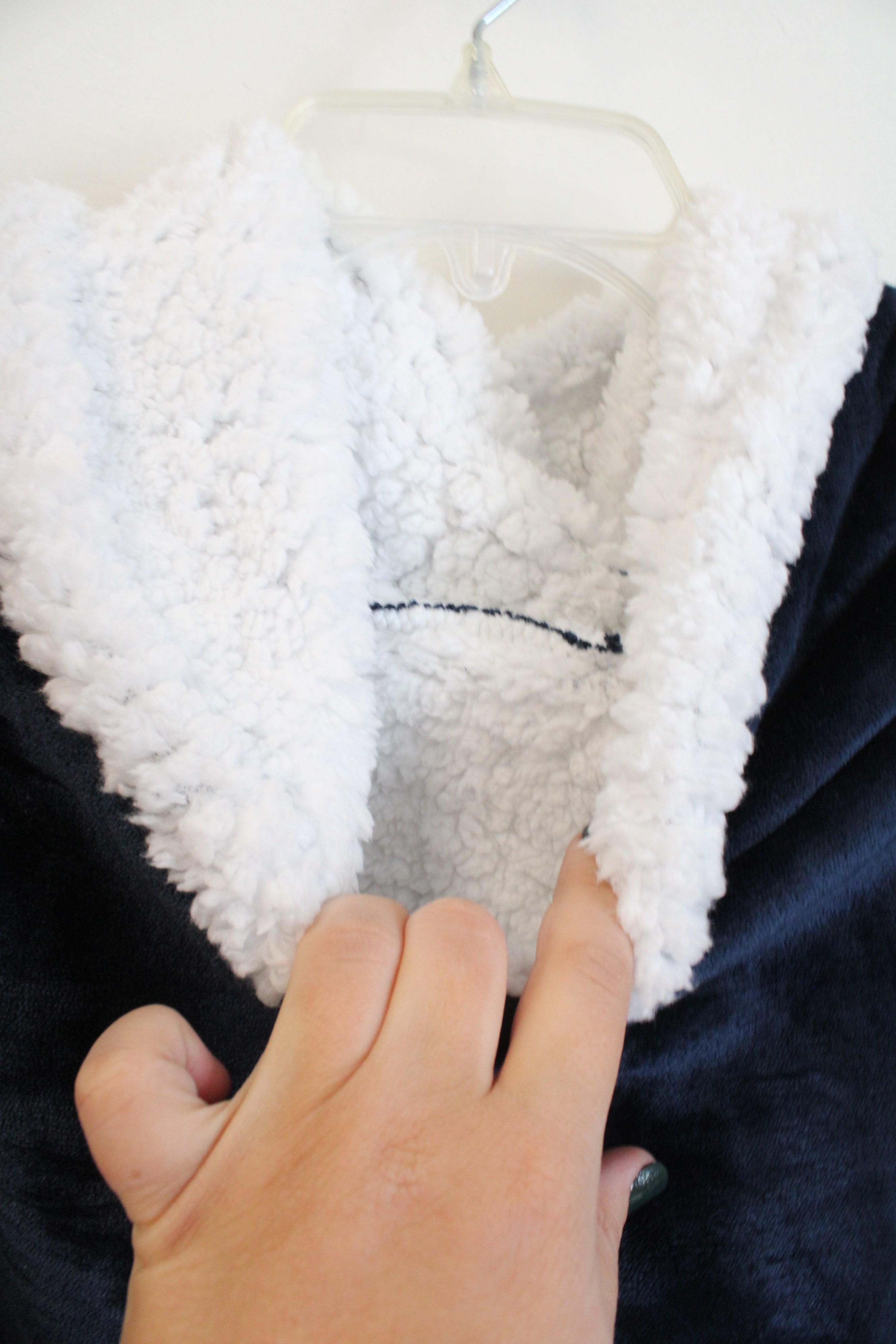 Oeko-Tex Navy Sherpa Lined Giant Snuggle Hoodie