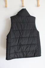 Old Navy Black Monogrammed Initial Fleece Lined Puffer Vest | L