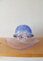 Vintage Blue & Purple Floral Hand Blown Swirl Glass Hat