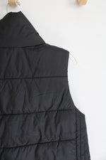 Old Navy Black Monogrammed Initial Fleece Lined Puffer Vest | L