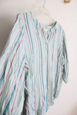 CJ Banks Teal Orange & White Striped Top | 2X