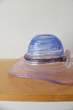 Vintage Blue & Purple Floral Hand Blown Swirl Glass Hat