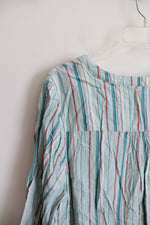 CJ Banks Teal Orange & White Striped Top | 2X
