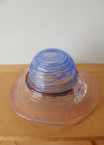 Vintage Blue & Purple Floral Hand Blown Swirl Glass Hat