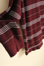 Sean John Cotton Maroon and Light Blue Striped Quarter Zip Pullover | XXL