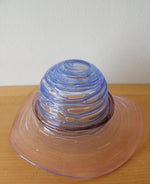 Vintage Blue & Purple Floral Hand Blown Swirl Glass Hat