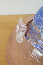Vintage Blue & Purple Floral Hand Blown Swirl Glass Hat