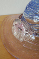 Vintage Blue & Purple Floral Hand Blown Swirl Glass Hat