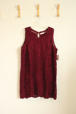 NEW Lauren Conrad Burgundy Crochet Sleeveless Dress | XL