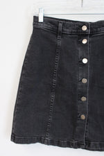 Yoga Jeans Black Denim Bottom Down Skirt | 29W