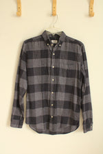 Next Navy Blue Squared Button Down Flannel Shirt | S