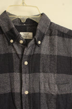 Next Navy Blue Squared Button Down Flannel Shirt | S