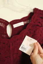 NEW Lauren Conrad Burgundy Crochet Sleeveless Dress | XL