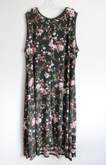 Woman Within Dark Green Pink Floral Maxi Dress | 3X (30/32)