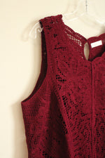 NEW Lauren Conrad Burgundy Crochet Sleeveless Dress | XL