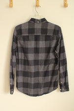 Next Navy Blue Squared Button Down Flannel Shirt | S