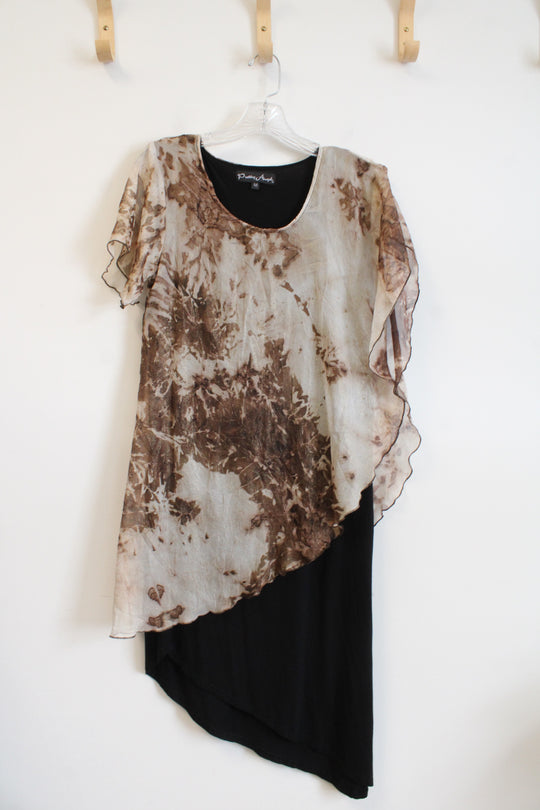 Pretty Angel Brown & Black Silk Overlay Dress | M