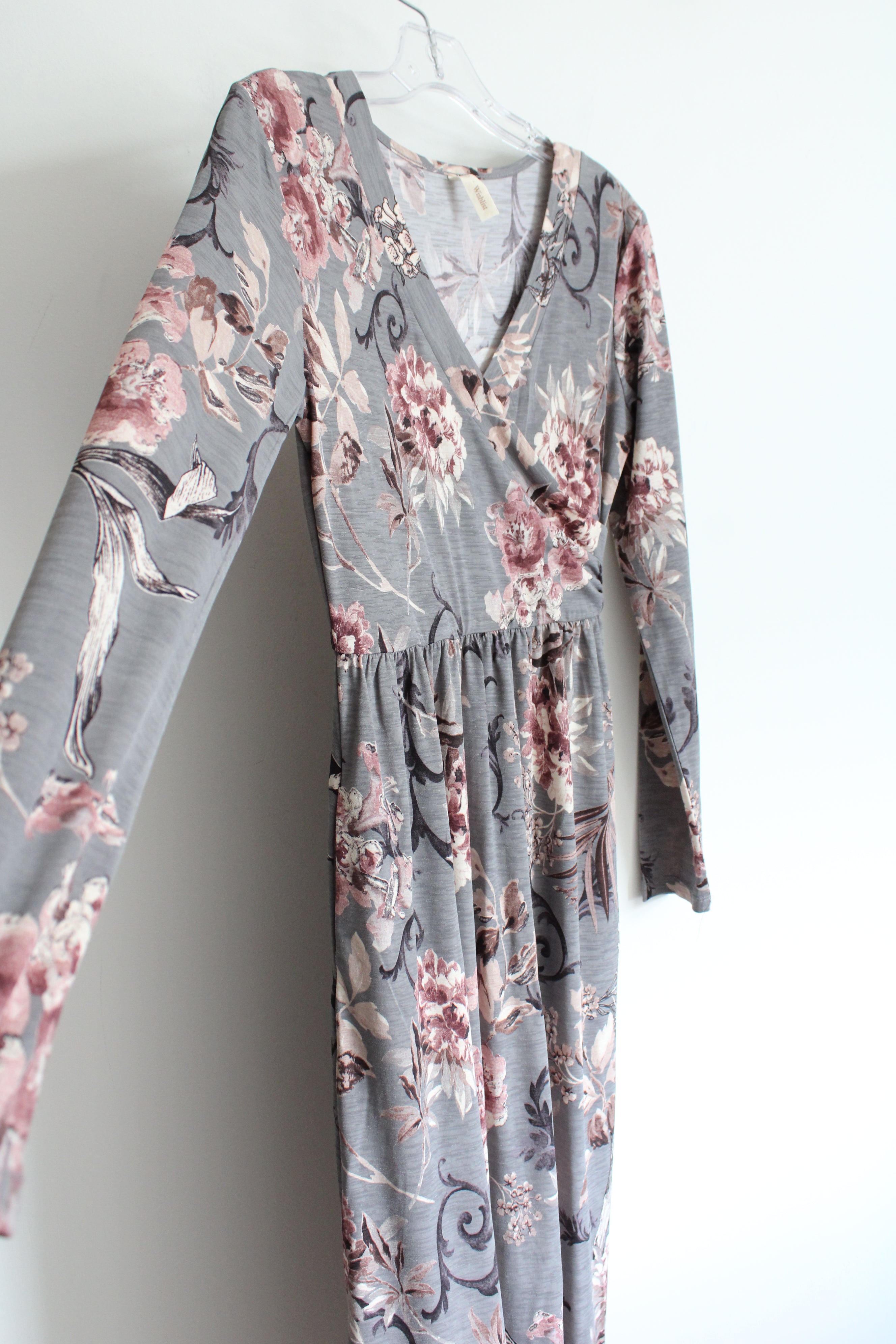 Wishlist Gray Long Sleeved Floral Maxi Dress | S
