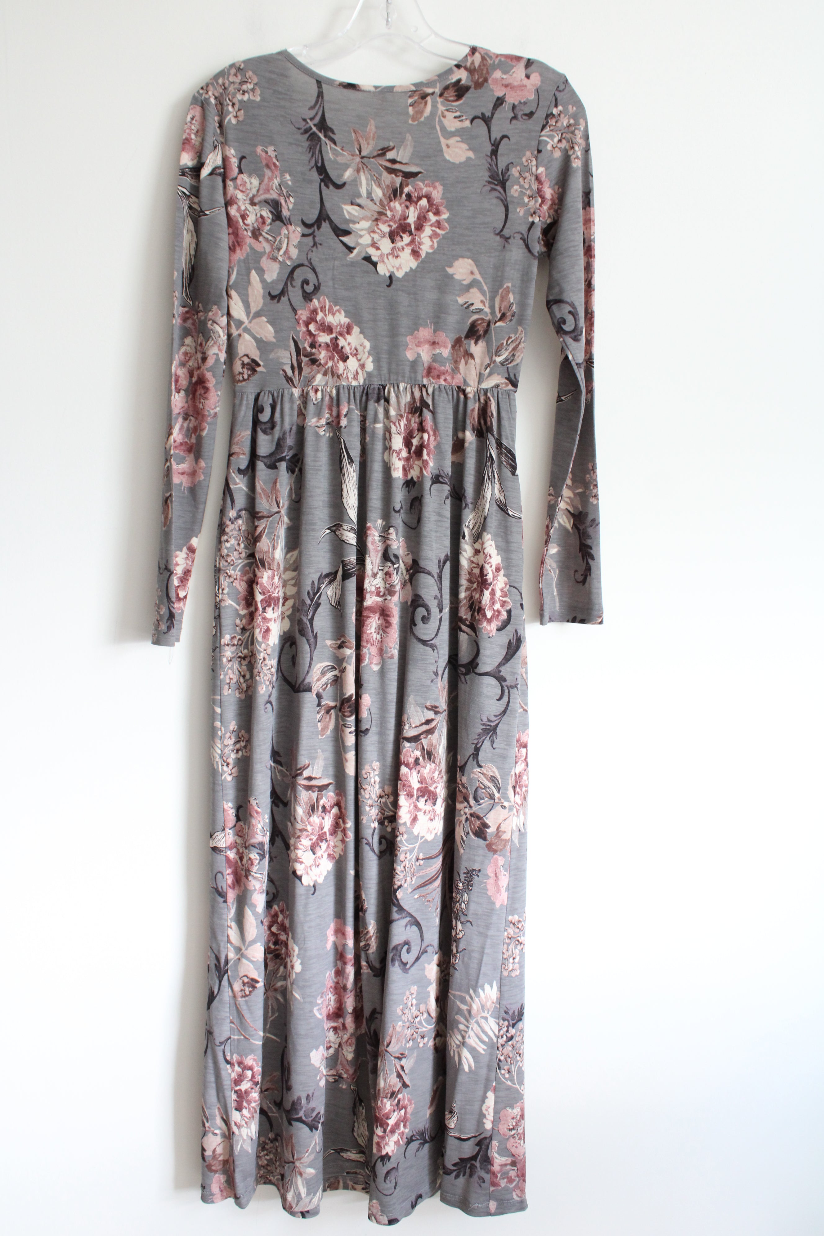 Wishlist Gray Long Sleeved Floral Maxi Dress | S
